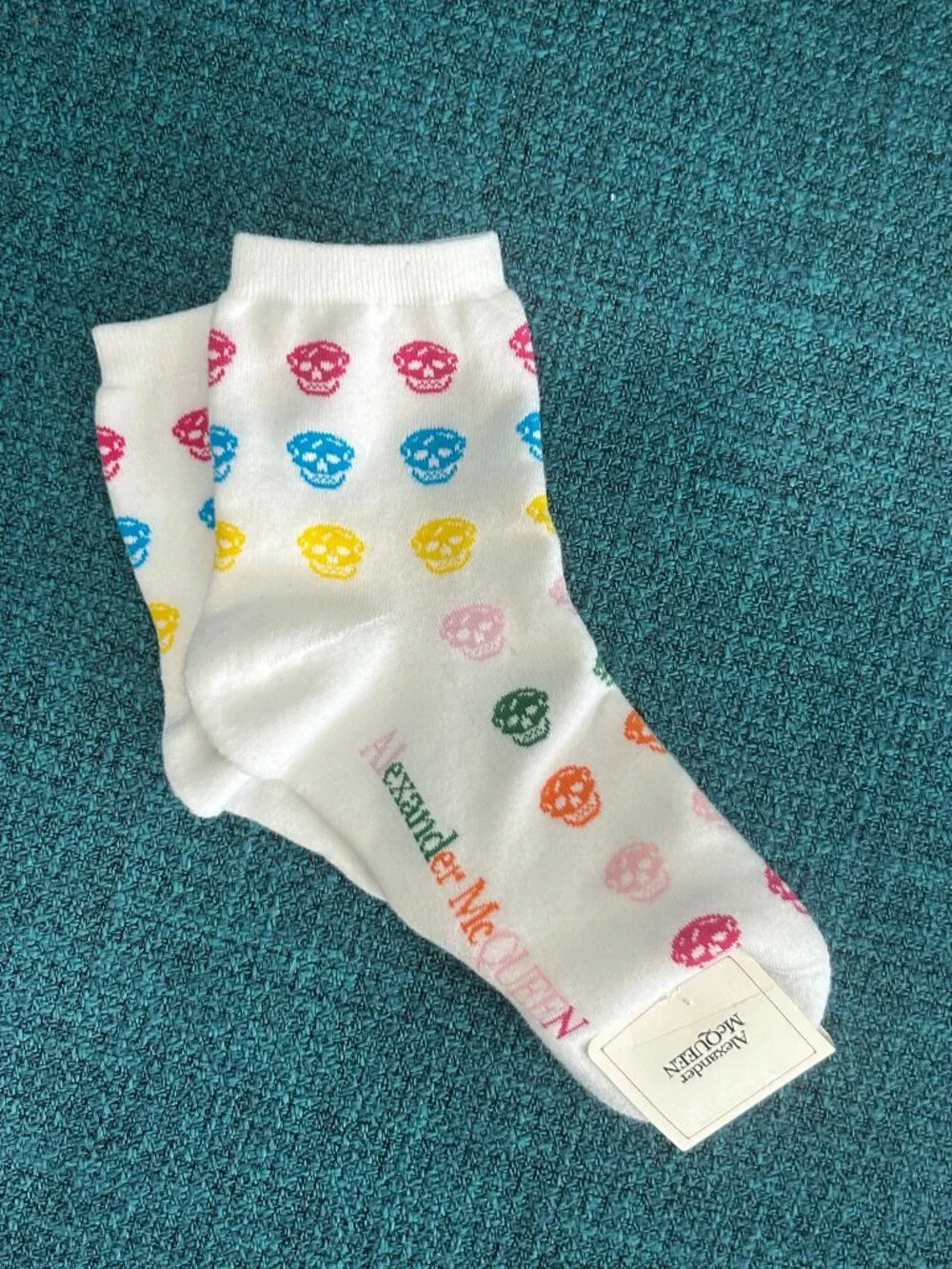ALEXANDER MCQUEEN Colorful Skull Sock Cotton Blend Socks NWT